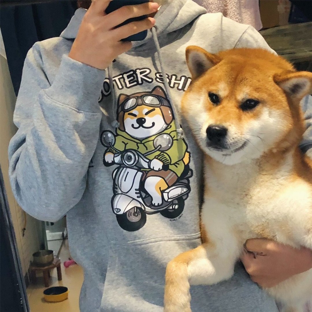 2019新品 仓屋原创 机车柴柴 卫衣/T恤 - 中性连帽卫衣/T 恤 - 棉 