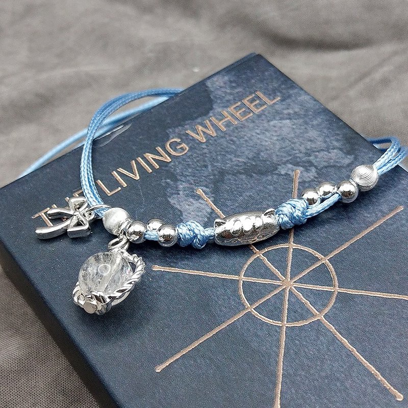 天然水晶 法棍猫猫 白水晶手链 银色 疗愈系小物登场 x 猫咪守护 - 手链/手环 - 水晶 银色