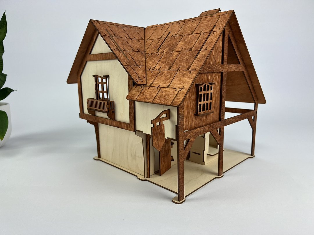 Fachwerk Blacksmith Medieval dollhouse | Wooden dollhouse | DIY Dollhouse kit - 玩具/玩偶 - 木头 