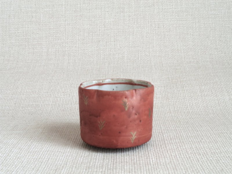 酒杯 轮花叶纹e - 酒杯/酒器 - 陶 红色
