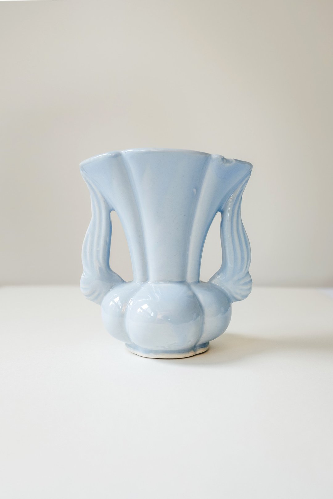 Vintage Baby Blue双翼花器/美国老件 - 花瓶/陶器 - 陶 蓝色