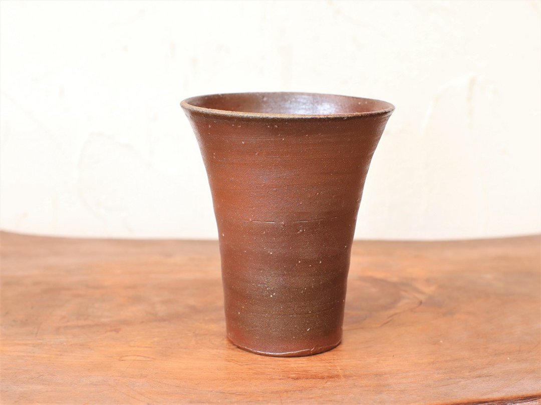 Bizen ware drinking sake (middle) b2-052 - 其他杯子 - 陶 咖啡色