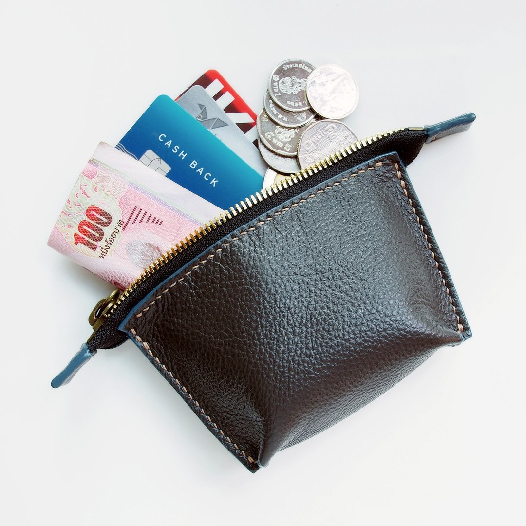 Soft Leather mini zip pouch, coin pouch, accessory pouch - 零钱包 - 真皮 灰色