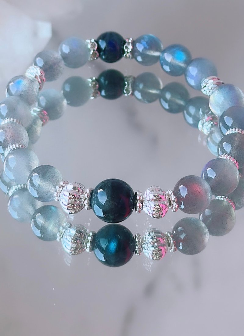 大手拉小手幸福手串 - 拉长石、黑拉长石 - 手链/手环 - 水晶 透明