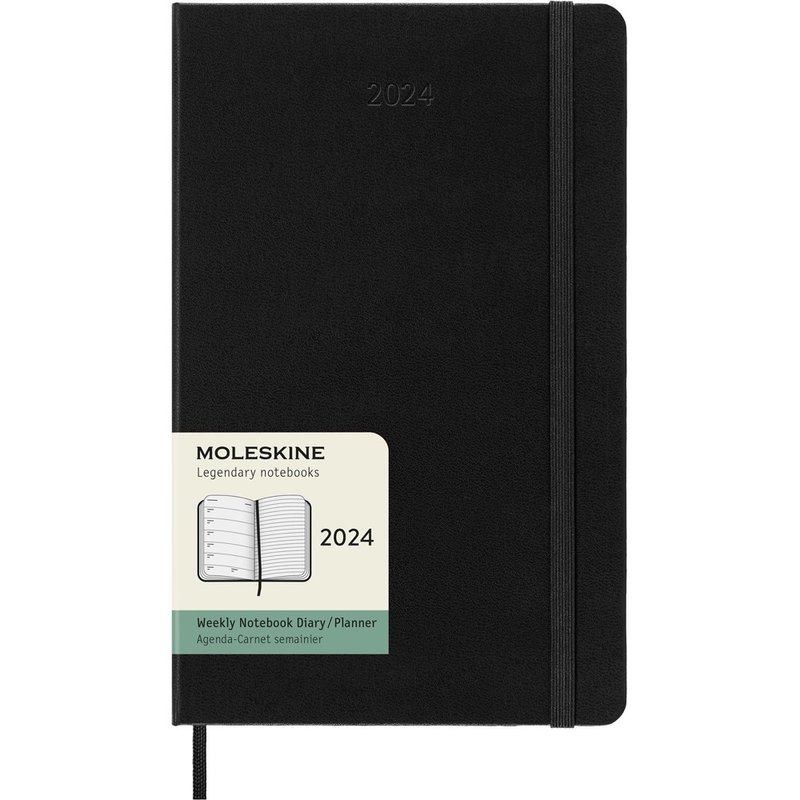 _勿上架_MOLESKINE 2024 周记手帐 12M 硬壳 L 型 黑 烫金服务 - 笔记本/手帐 - 纸 黑色