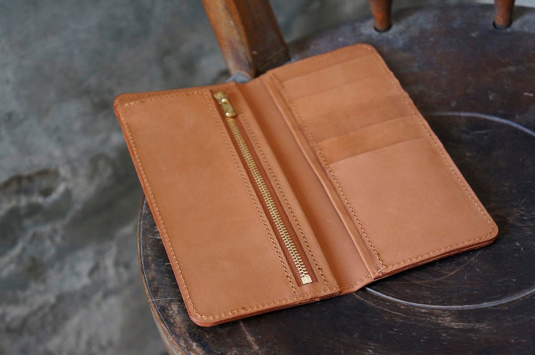 中长夹 bifold long wallet 顶级牛皮 简约 可定制化刻字 - 皮夹/钱包 - 真皮 橘色