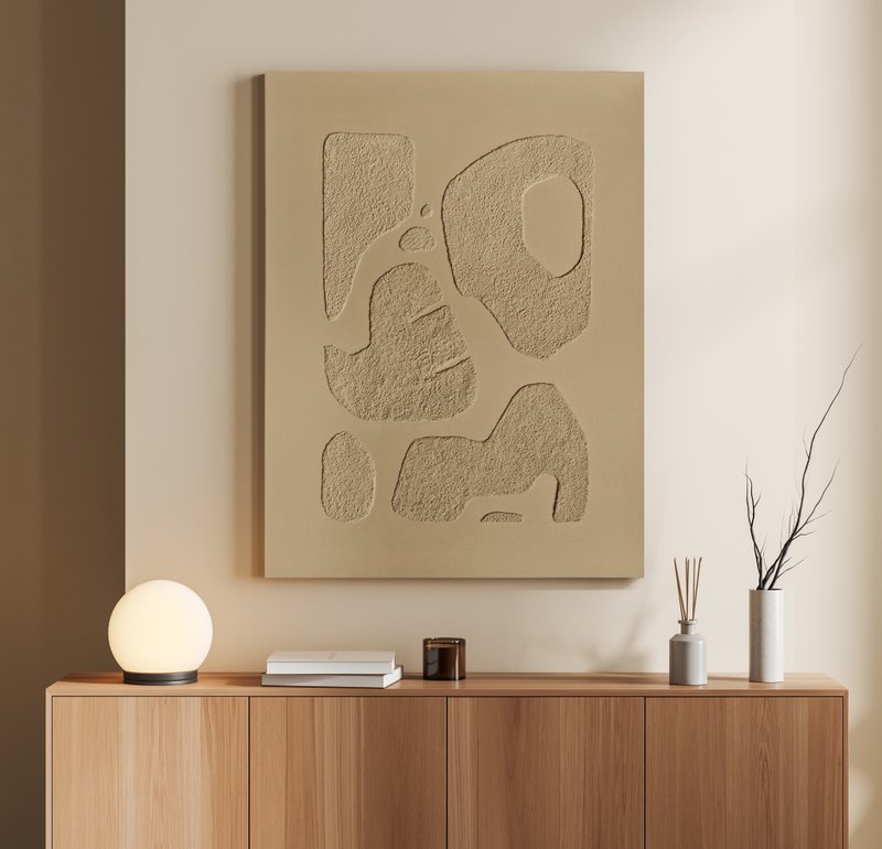 纹理墙面艺术｜纹理画布｜纹理画作｜米白海湾 6 号 - 墙贴/壁贴 - 棉．麻 卡其色