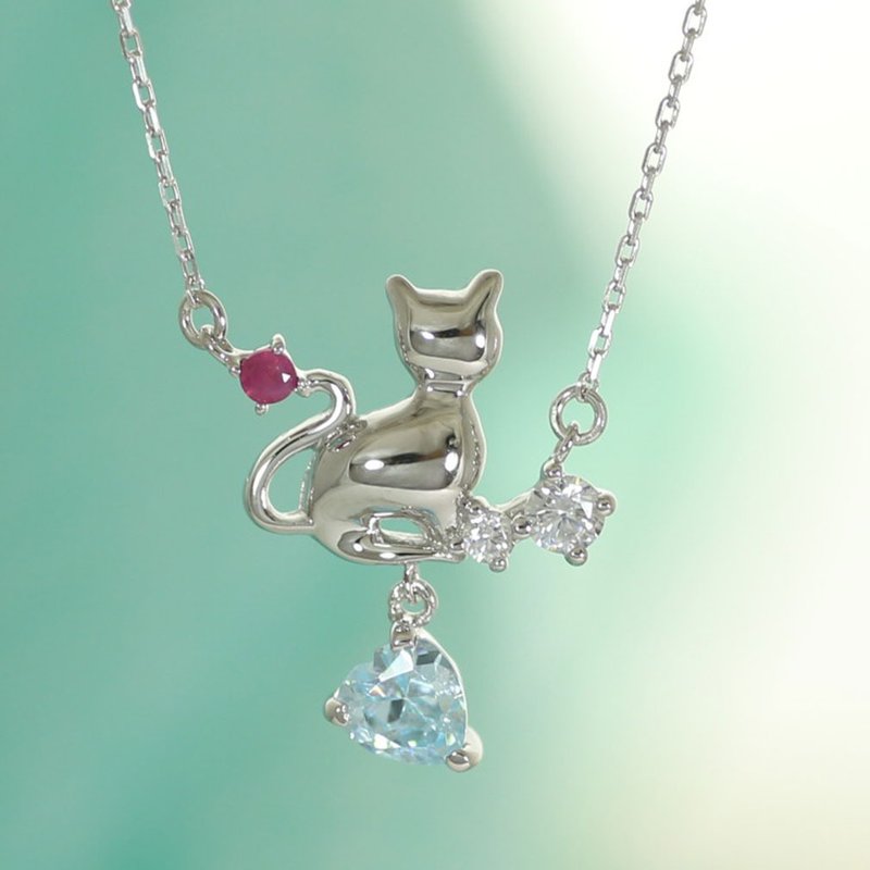 DeVarier yg802-rub July Birthday Gift Ruby Birthstone Natural Stone Swaying Necklace Women's Allergy Free Silver With Wrapping - 项链 - 纯银 银色