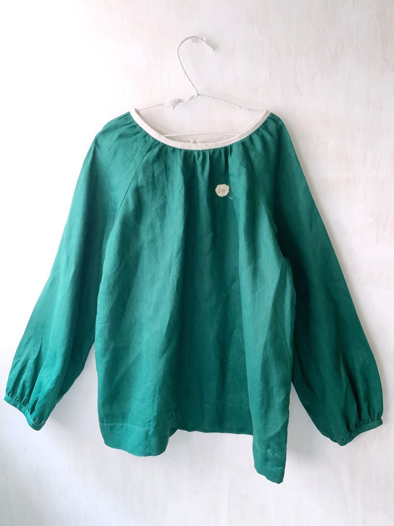 长袖棉麻短衫--早餐仪式 - 女装上衣 - 棉．麻 