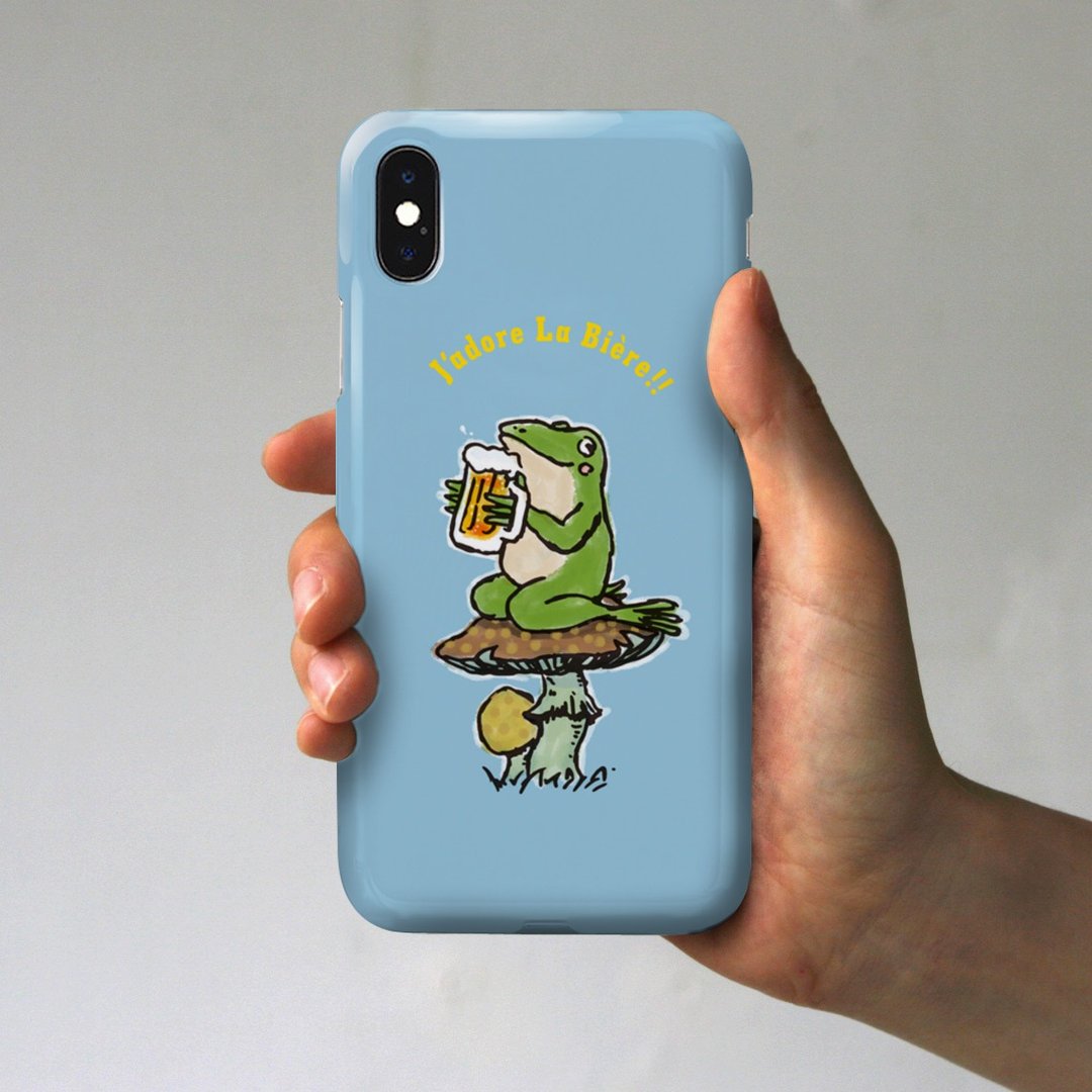 iPhone Case Beer Love Blue Frog Sky - 手机壳/手机套 - 塑料 蓝色