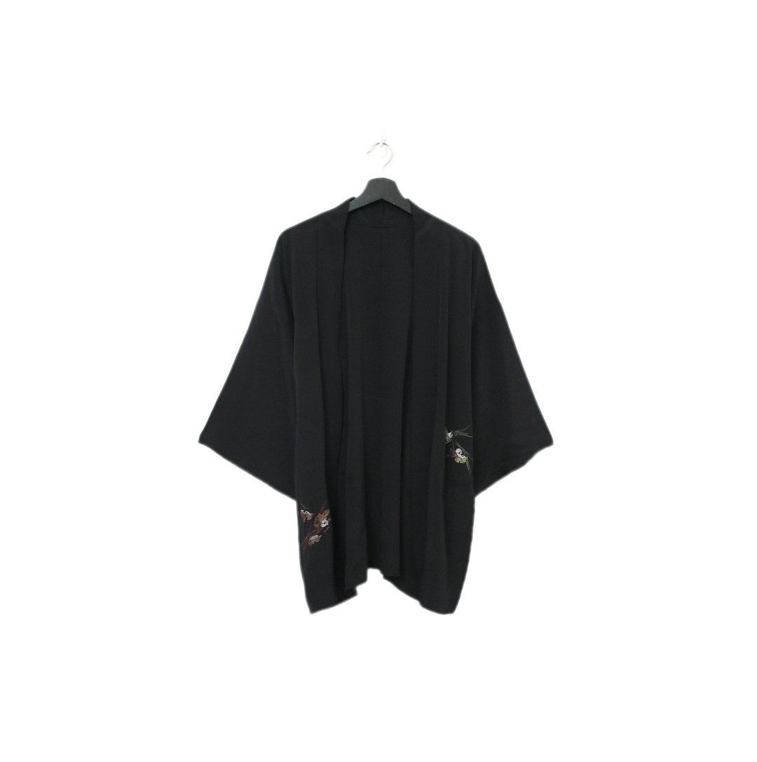 Back to Green-日本黑羽织 枯萎枫叶 彩色 kk-14//vintage kimono - 女装休闲/机能外套 - 丝．绢 