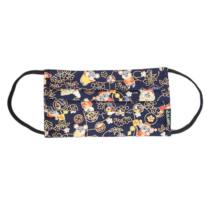 【ELASTI】日式和风布口罩-鼠庆余年 - 口罩 - 棉．麻 黑色