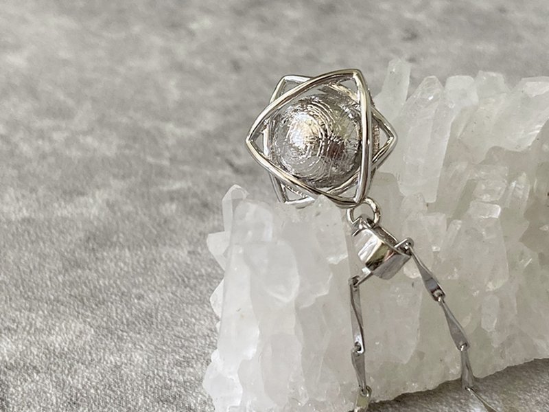 【六芒大卫星。魔幻球天铁项链】瑞典镍铁陨石、925银|锁骨链 - 锁骨链 - 其他材质 银色