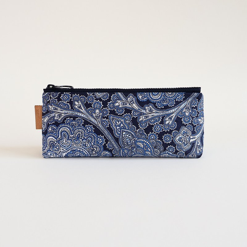 手工制作民俗风格图样笔袋 - 铅笔盒/笔袋 - 棉．麻 蓝色