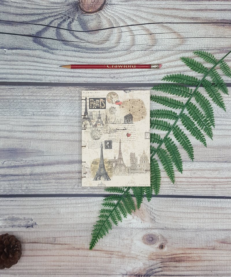 手缝式科普特装帧笔记本 (Journal) 硬壳，艾菲尔铁塔图案 - 笔记本/手帐 - 纸 