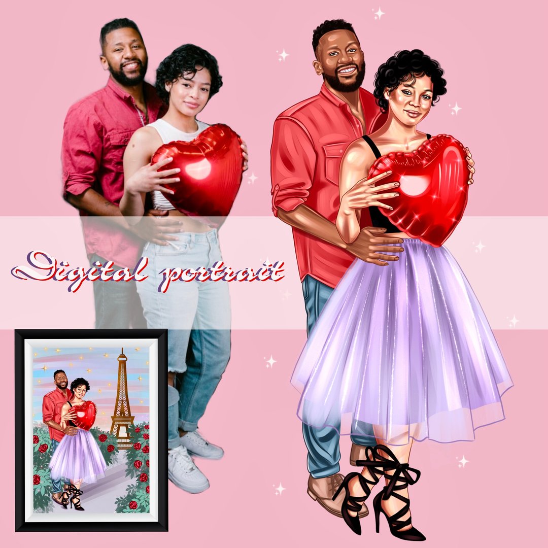 Digital Family Portrait, Digital Portrait, Family Drawing - 电子手绘真人画像/绘画/插画 - 其他材质 