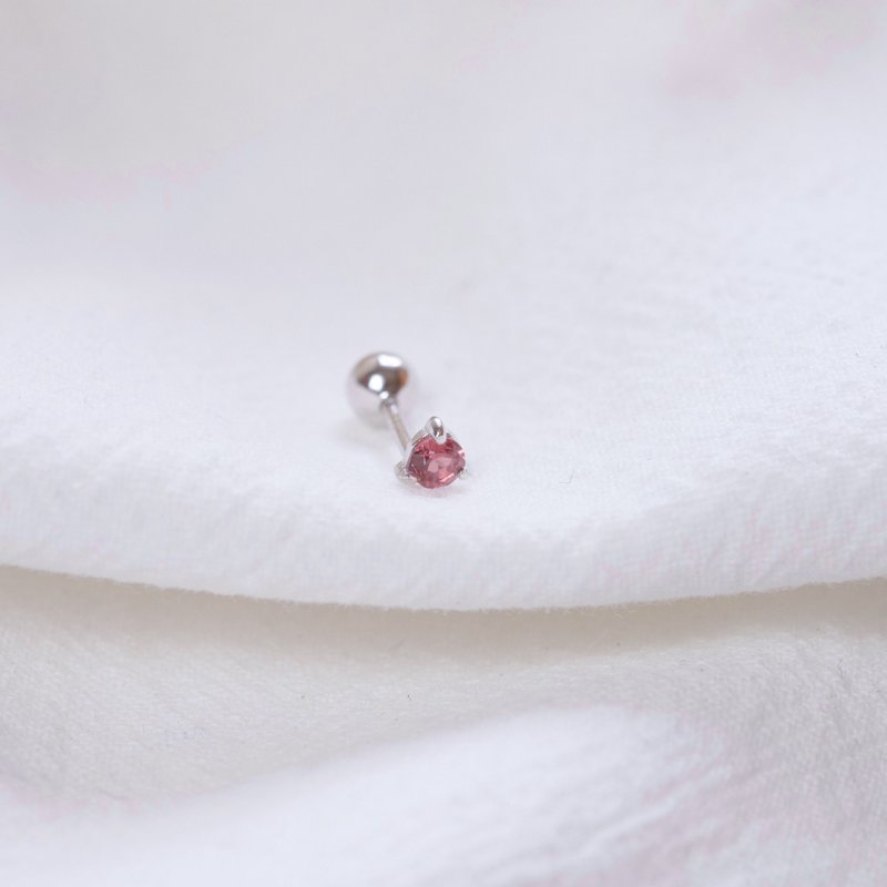 石榴石925纯银爪镶设计转珠耳环 - 耳环/耳夹 - 宝石 银色