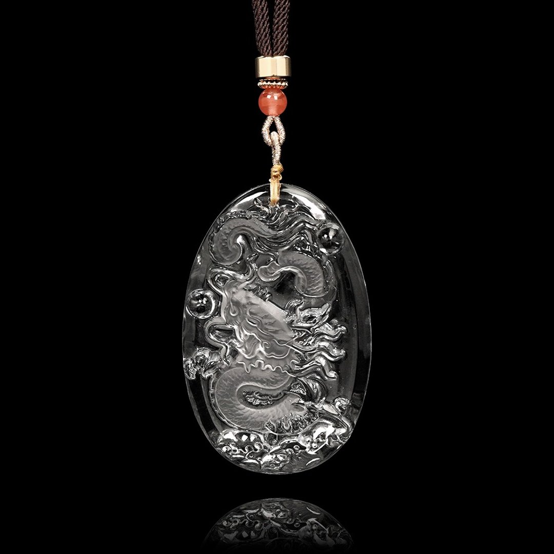 【正佳珠宝】白水晶 顶级净透龙牌 43g 白水晶龙牌吊坠 - 项链 - 半宝石 多色