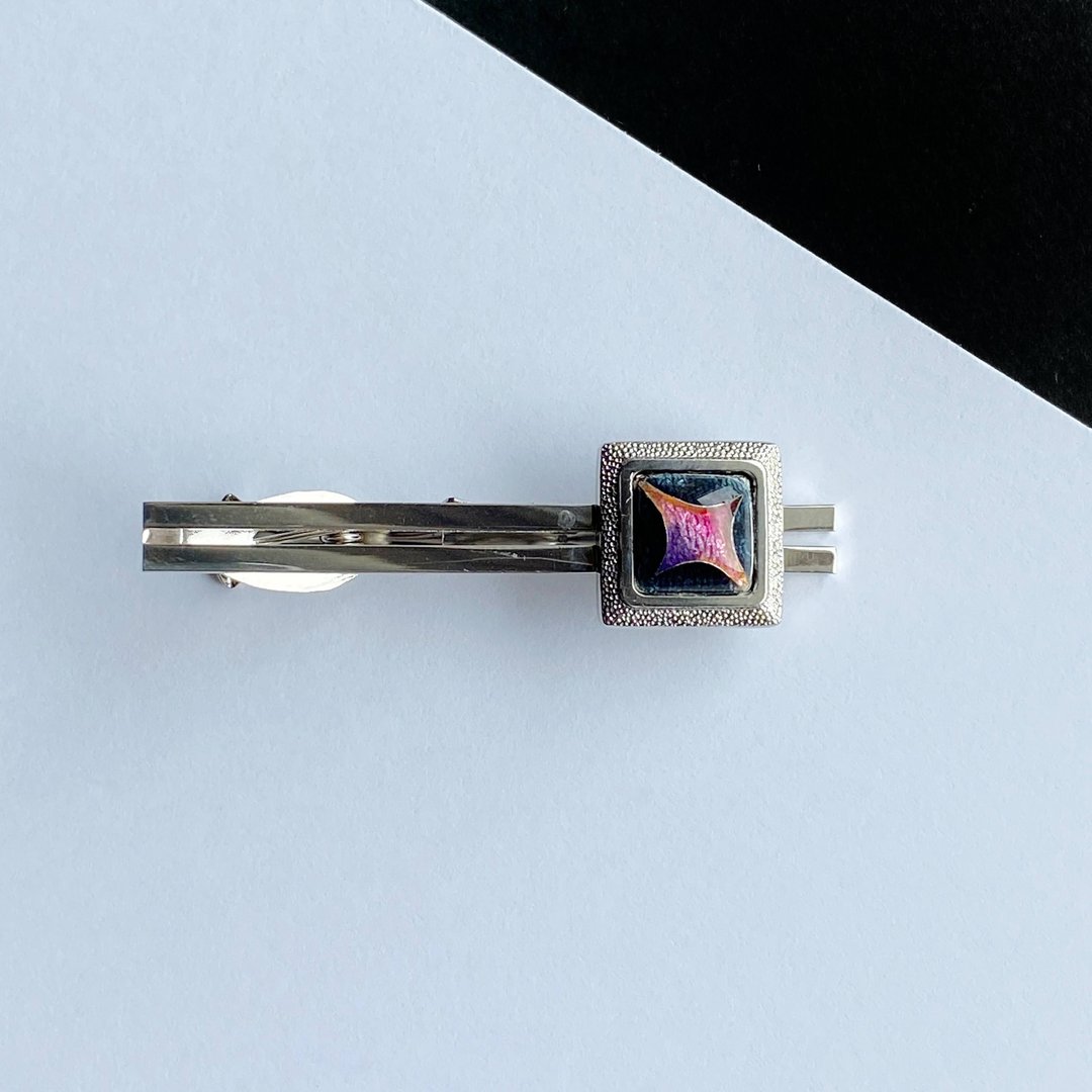 Star [Pink Pink] Cloisonne Tie Clip Pure Silver Wired Cloisonne - 领带/领带夹 - 其他材质 粉红色