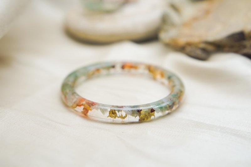 玉碧翡红【圆面细版手镯58mm】－魔法水晶净化奥根 - 手链/手环 - 树脂 多色