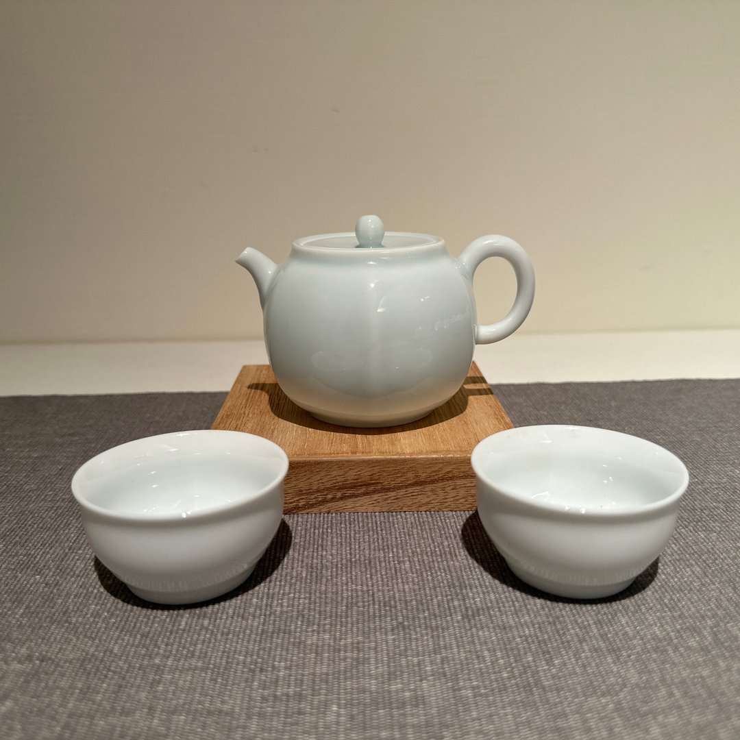 【瓷】满福润瓷壶(青)(一壶二杯)精致泡茶壶 - 茶具/茶杯 - 其他材质 透明