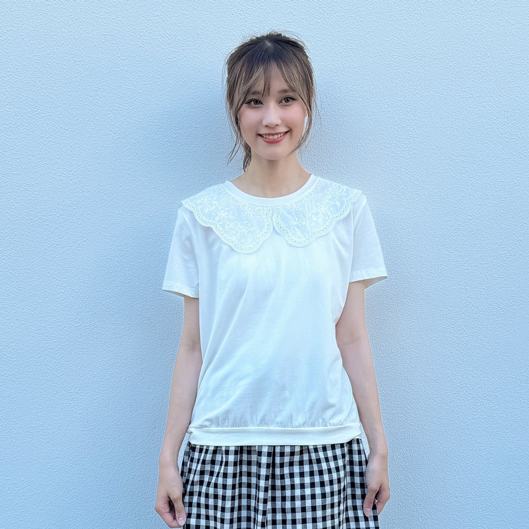 Hana Mokuba 圆领蕾丝领口上衣 - 女装上衣 - 其他材质 