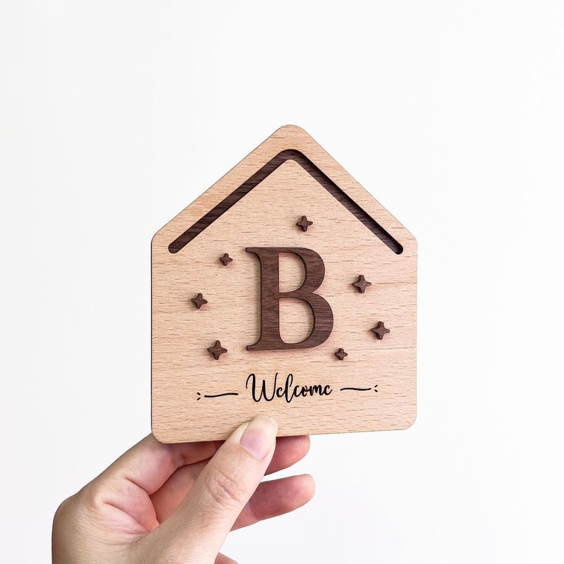 定制化礼物  Welcome Home  木制门牌 挂牌  门帘 挂布 - 门帘/门牌 - 木头 