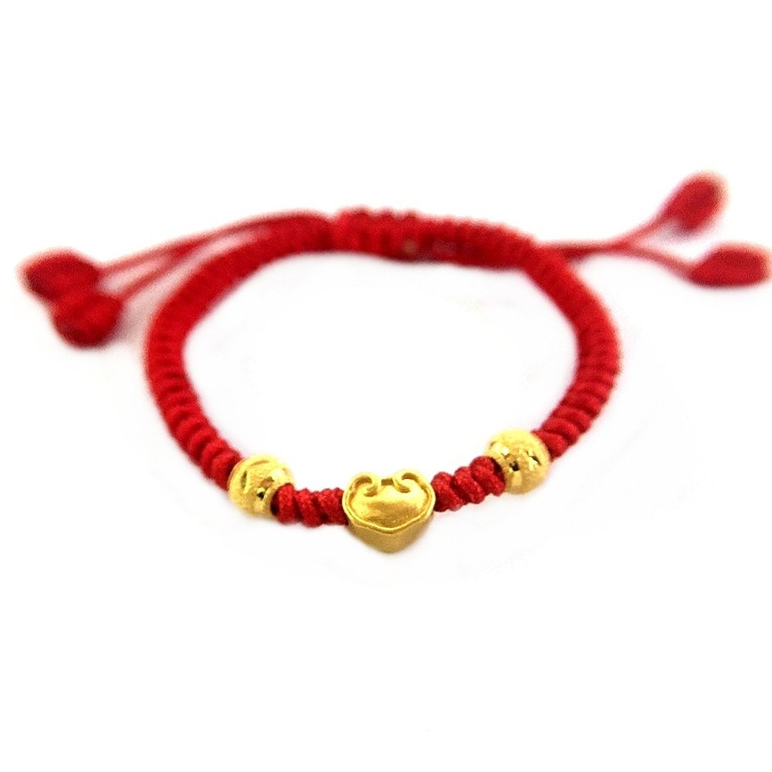 Eli Jewelry纯金 超强力招财旺贵人造型红线黄金手链 - 项链 - 贵金属 金色