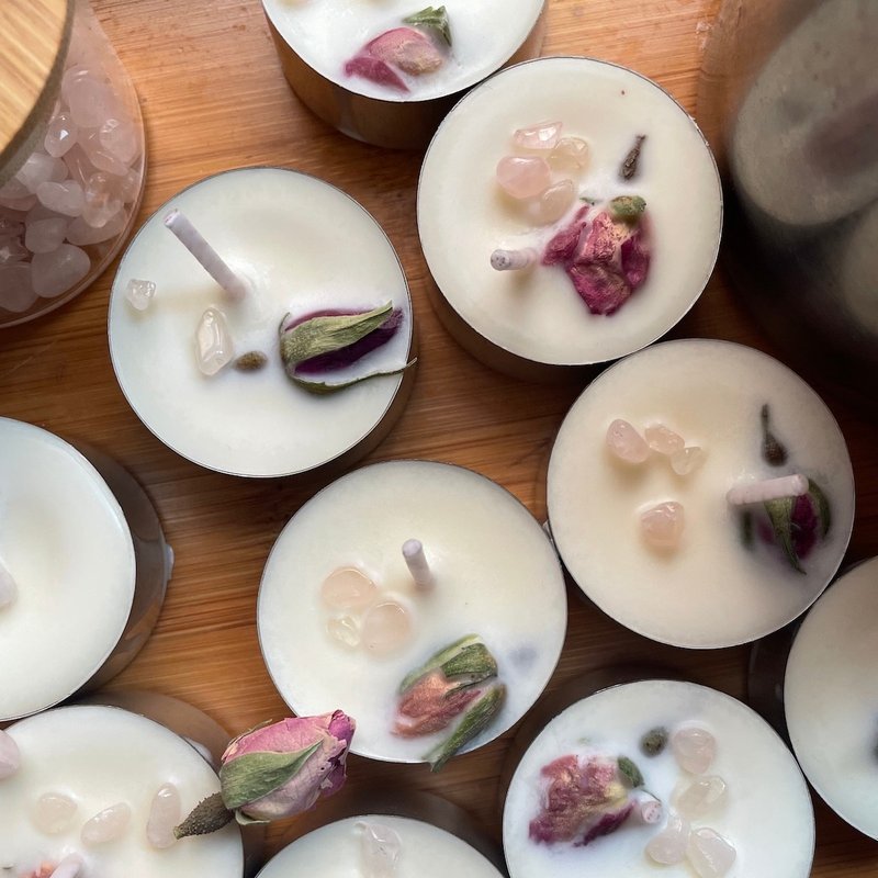 【花与实・许愿蜡烛】贵人 吸引好桃花 打开心轮 粉晶 招来好人缘 - 蜡烛/烛台 - 植物．花 粉红色