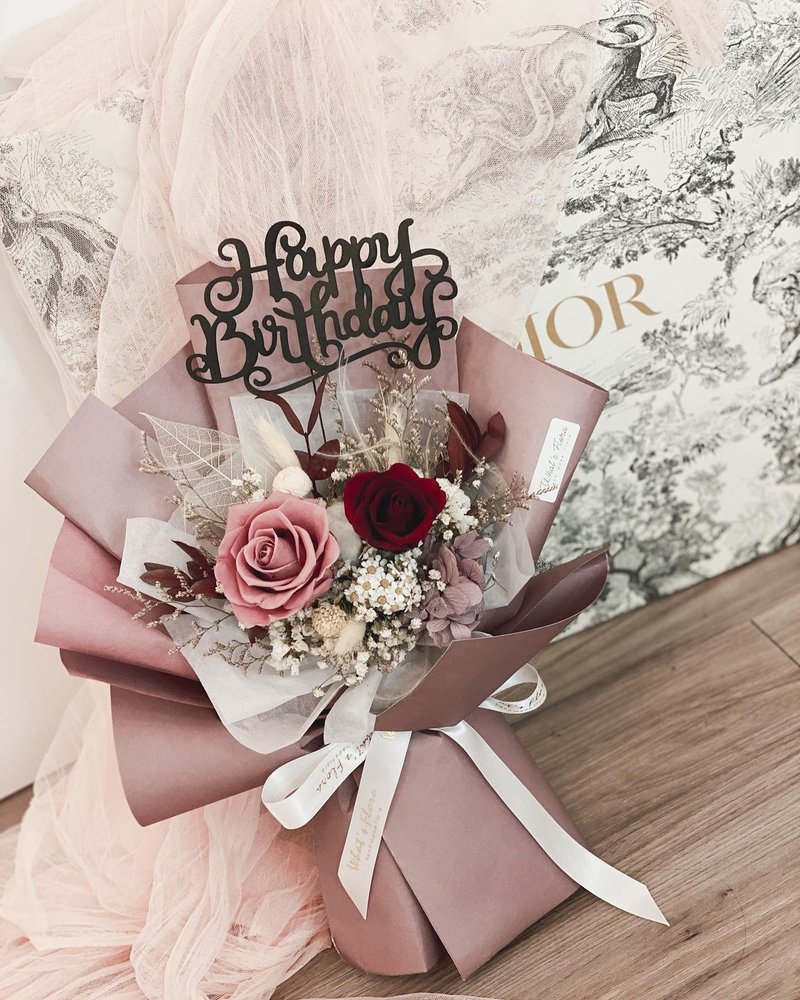 情人节花束\茱萸粉\永生花花束 - 摆饰 - 植物．花 粉红色