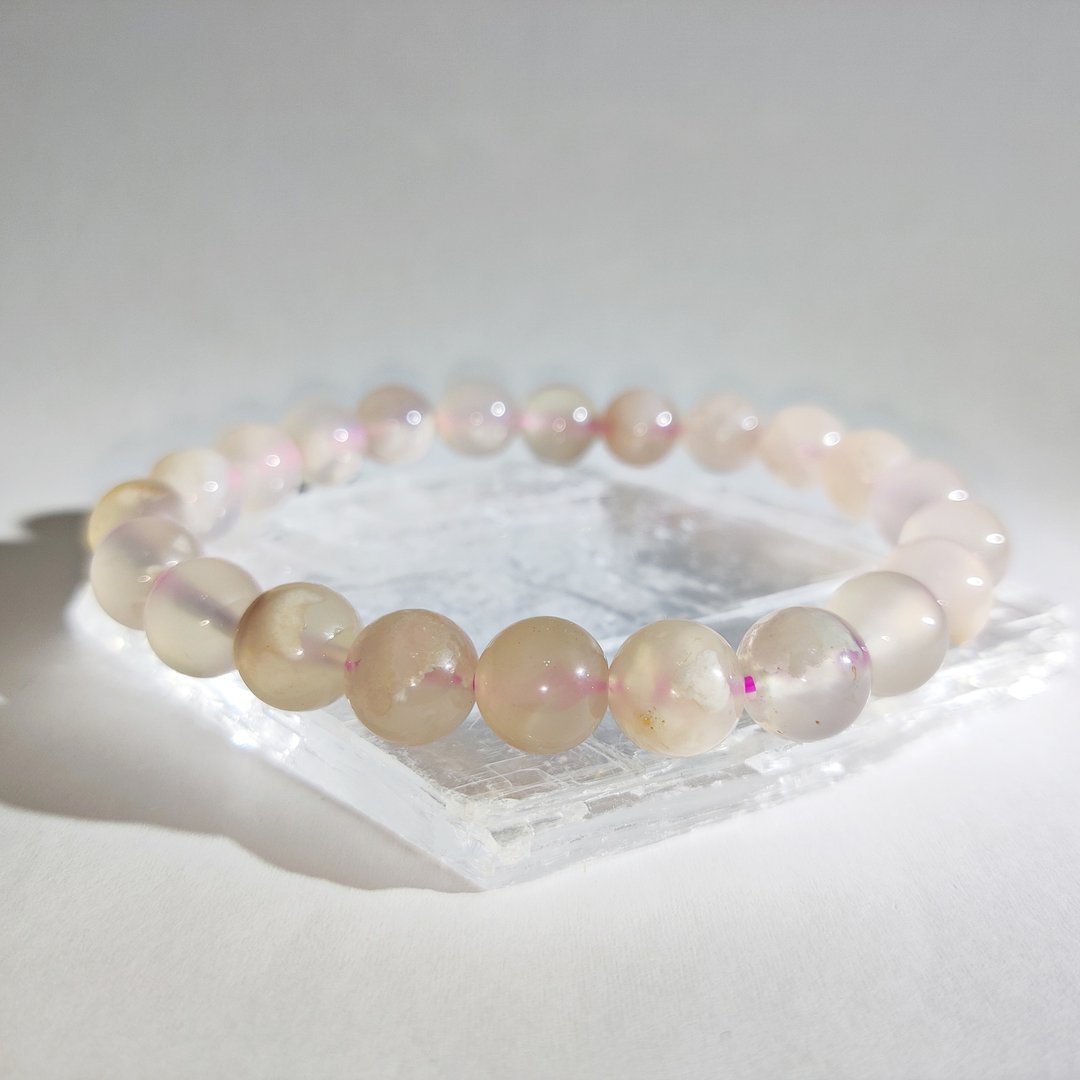 马达加斯加 9mm 9.5mm  樱花玛瑙 Blossoms Agate 手串 - 手链/手环 - 水晶 