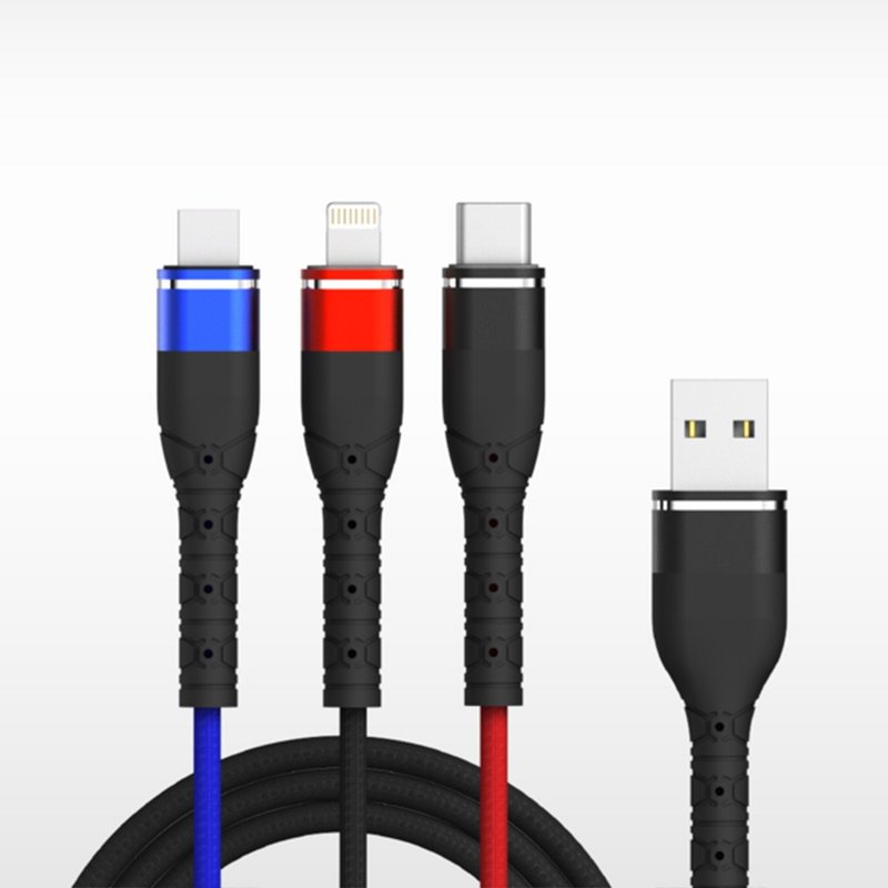 GaN氮化镓65W 三接口USB-A+USB-C+USB-C/PD电源供应器 / 充电组 - 充电宝/传输线 - 塑料 黑色