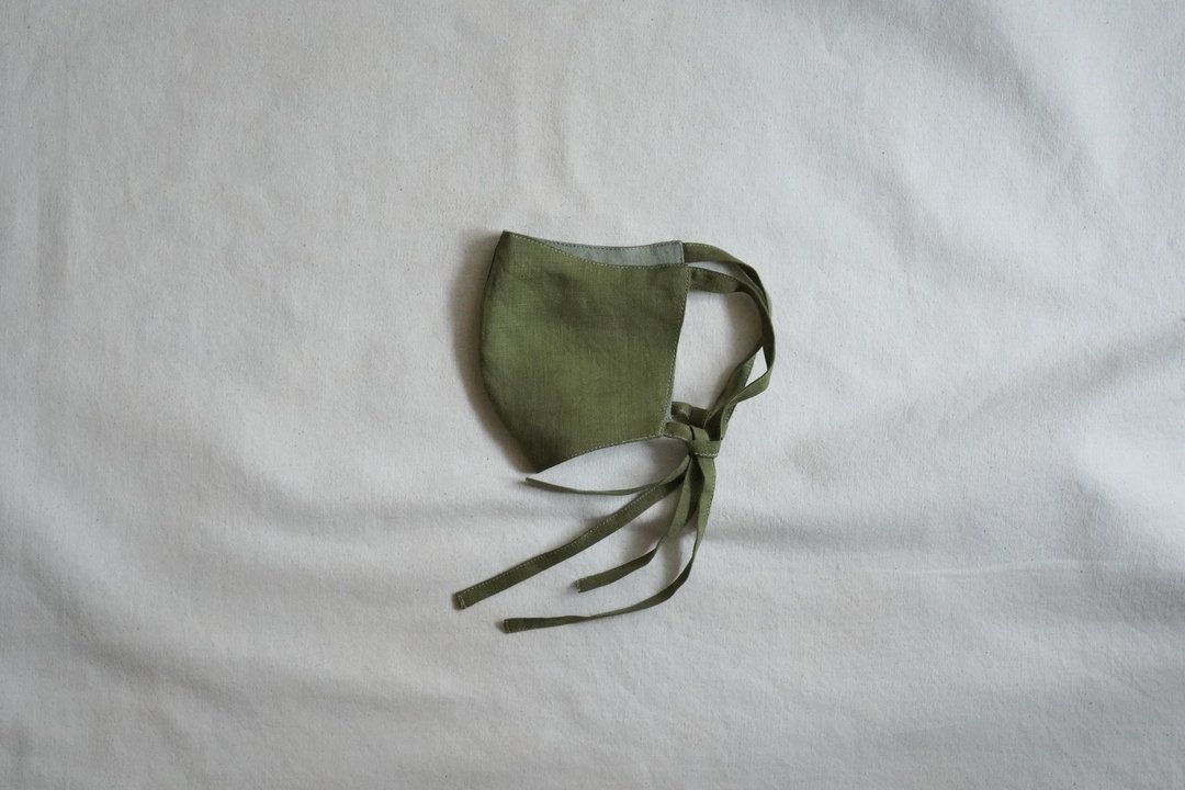 unisex mask | 双色绑带口罩 |  苔  x  小 苗 绿 - 口罩 - 棉 绿色