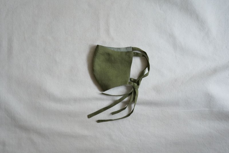 unisex mask | 双色绑带口罩 |  苔  x  小 苗 绿 - 口罩 - 棉．麻 绿色
