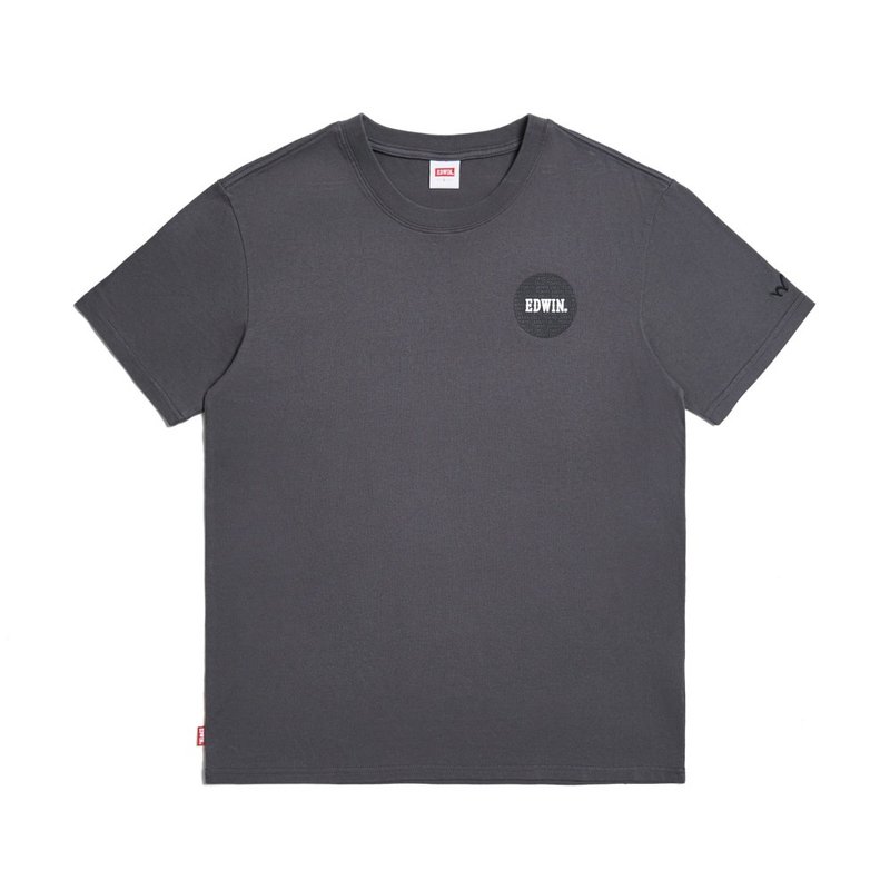 EDWIN 小圆凸字印花短袖T恤-男款 (暗灰色) #上衣 - 男装上衣/T 恤 - 棉．麻 灰色