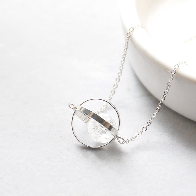 armei 银环。白水晶。纯洁星球。宇宙 项链 Sliver Ring。Crystal。Pure Planet。Galaxy Necklace - 颈链 - 其他金属 白色