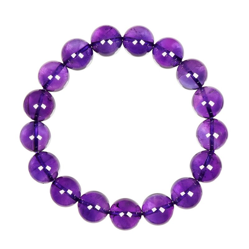 【正佳珠宝】紫水晶 高品冰质浓紫 11.8-12.3mm 南非紫水晶手珠 - 手链/手环 - 半宝石 多色