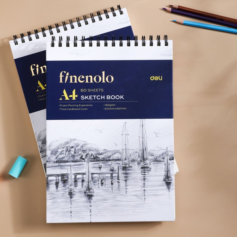 得力Deli Finenolo素描本/EC275/横式/EC276/直式/60页/A4 - 笔记本/手帐 - 纸 蓝色