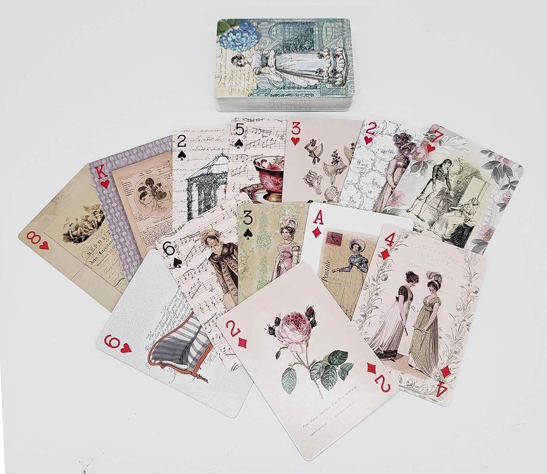 Jane Austen Romantic Historical Playing Cards Deck for Games - 卡片/明信片 - 纸 