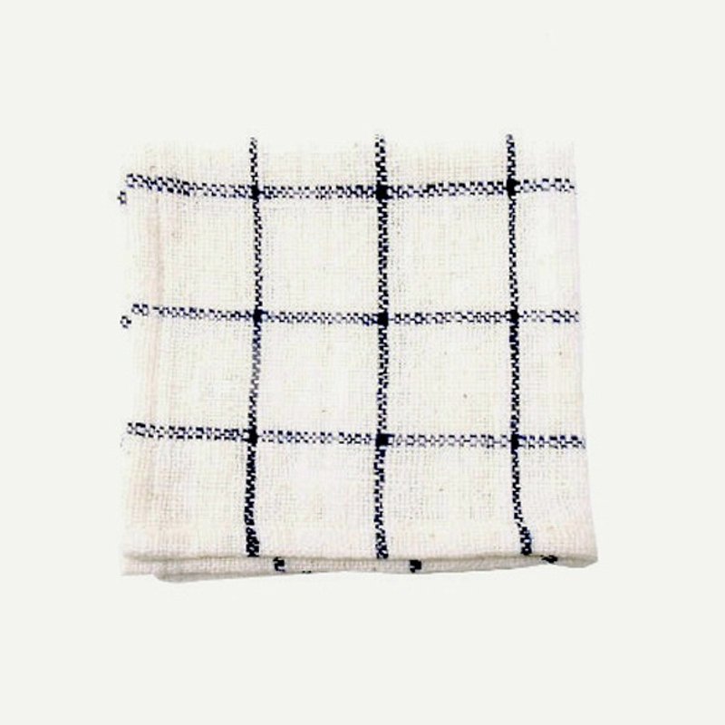 Handspun handkerchief (blue check) - 丝巾 - 棉．麻 