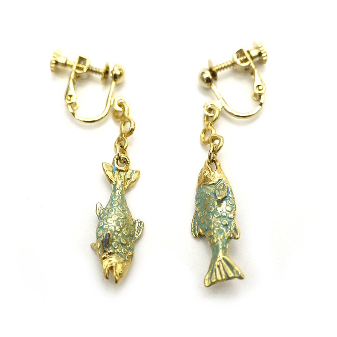 Sky Salmon EA Sky Salmon / Clip-On EA015 - 耳环/耳夹 - 其他金属 绿色