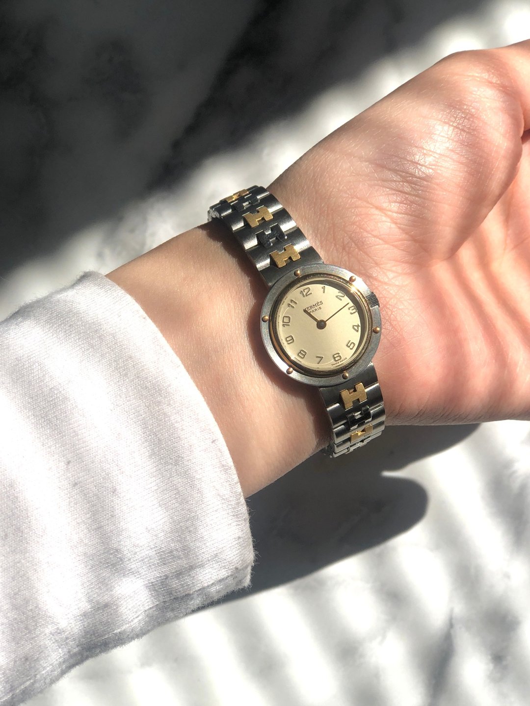 【日本直送，铭牌二手包装】HERMES Clipper石英腕表银vintage复古老tmst3f - 女表 - 其他金属 银色