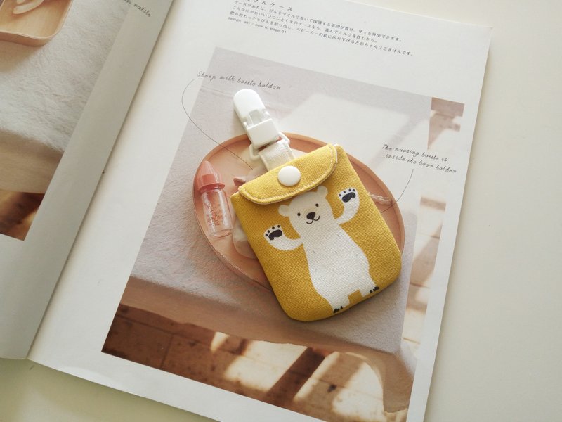 挥手熊 弥月礼物 圣诞礼物 平安符袋 - 围嘴/口水巾 - 棉．麻 橘色