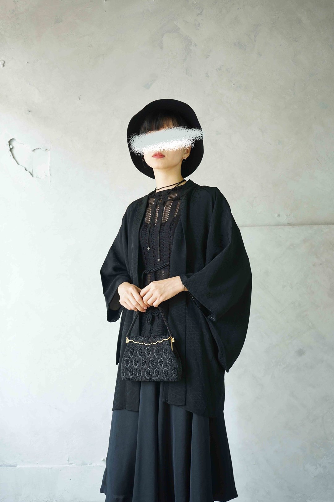 寻宝古着-日式和服黑色浮世绘缇花绢料羽织开襟外套罩衫 - 女装休闲/机能外套 - 聚酯纤维 黑色
