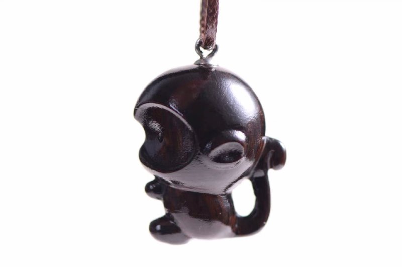 辟邪保平安 I黑檀木雕刻 I猴子颈绳 I男女朋友 I情人节 I生日礼物 - 项链 - 木头 