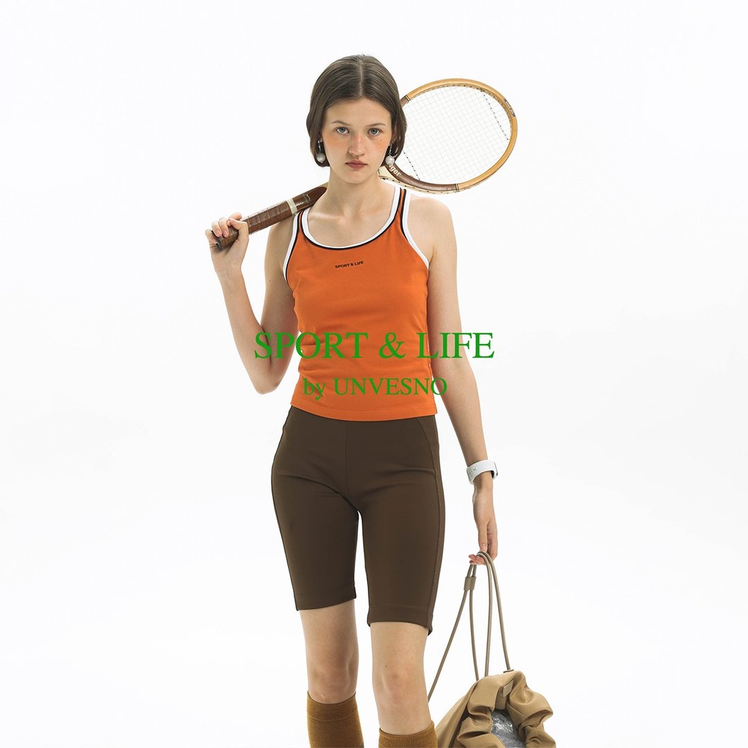Unvesno (UN) Sport&Life系列索罗娜撞色绣花工字女生打底背心 - 女装背心 - 其他材质 