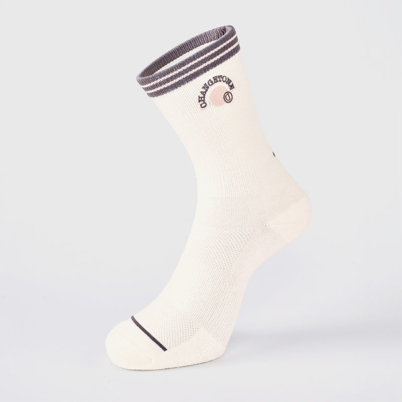 后备球员 抗菌运动中筒袜 - 米白(F) - 袜子 - 棉．麻 白色