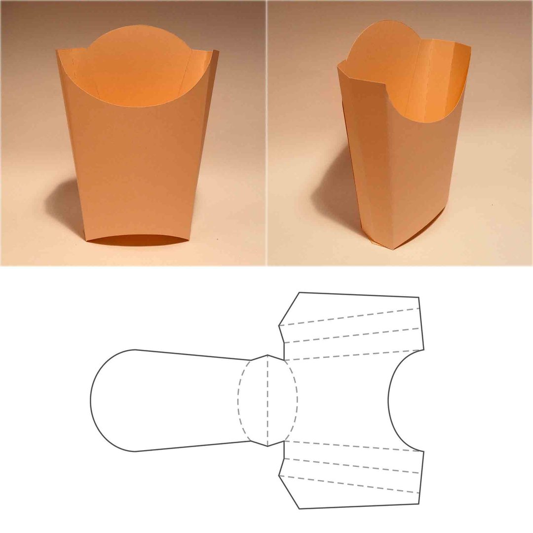 French fries box template, french fry box, chips box, chip box, popcorn box, PDF - 图文模板设计 - 其他材质 