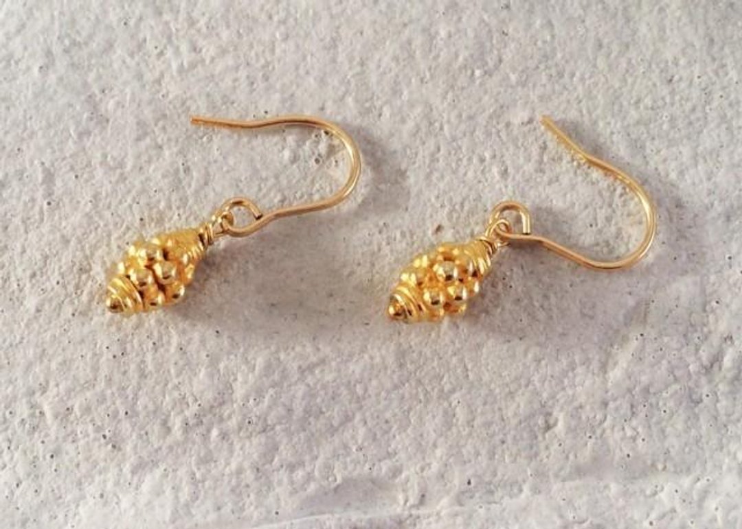 Golden Cylindrical Earrings / Clip-On - 耳环/耳夹 - 其他金属 金色