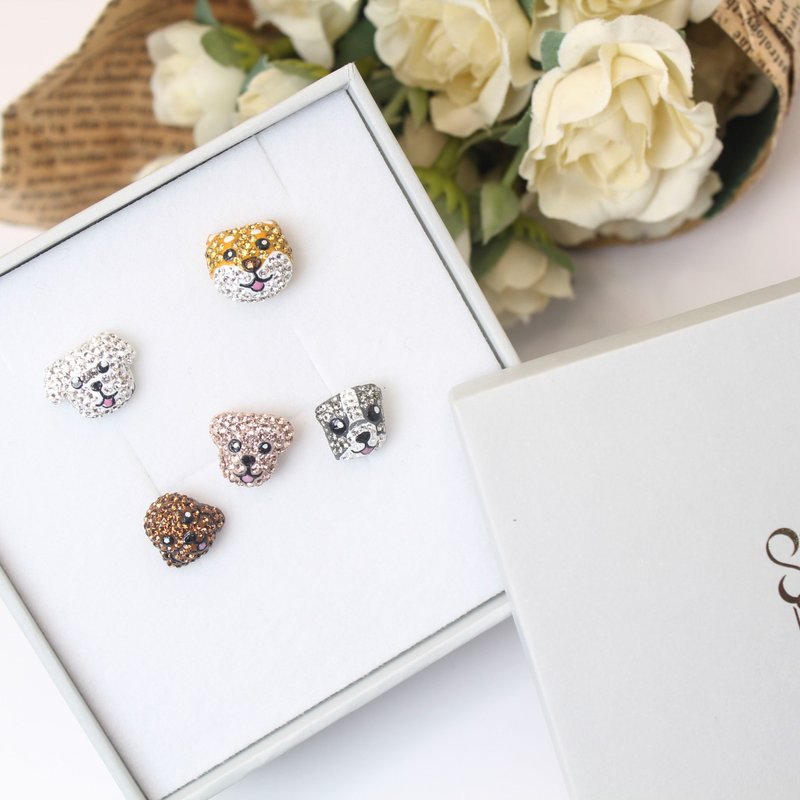 【SWS饰品】马尔济斯水钻耳环  狗狗耳环 宠物系列 施华洛世奇 - 耳环/耳夹 - 其他材质 多色